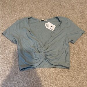 Twist-Front Teal Crop Top